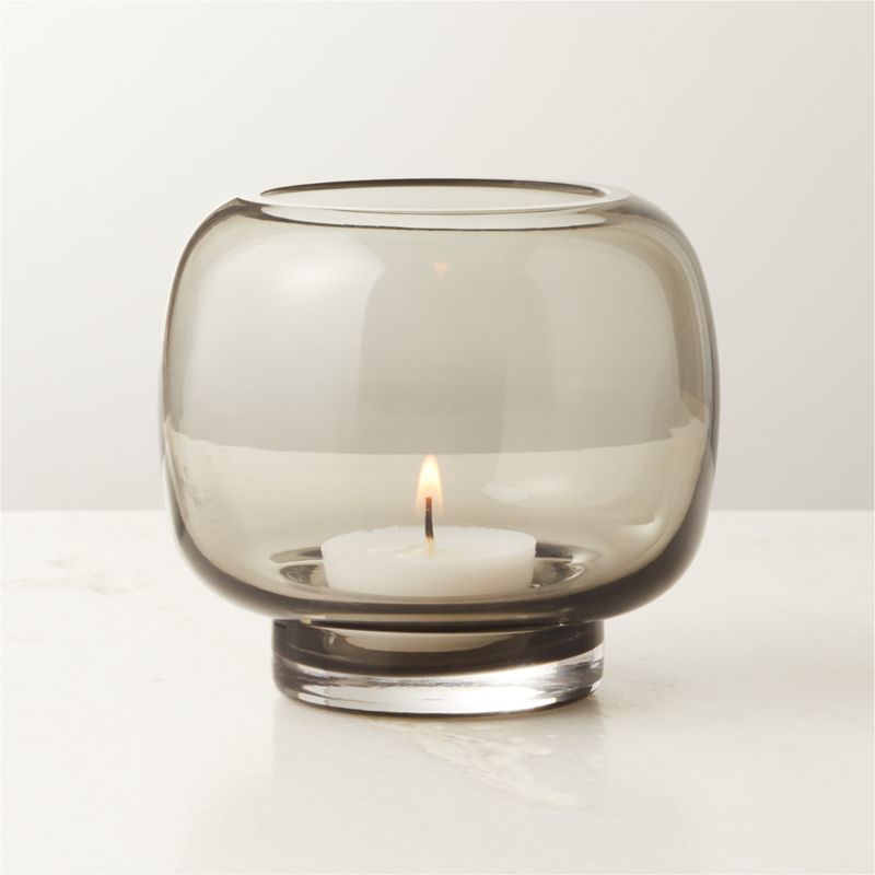 View Coco Round Smoked Grey Glass Tealight Candle Holder details