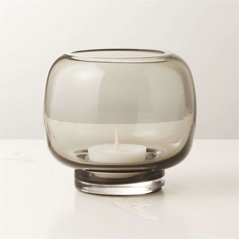 Coco Round Smoked Grey Glass Modern Votive Candle Holder + Reviews CB2 Canada
