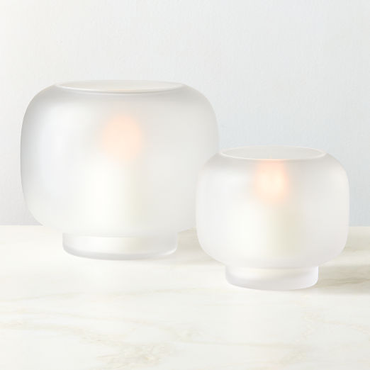 Coco Frosted Glass Hurricane Candle Holders