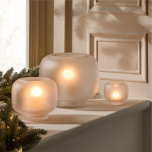 Coco Frosted Glass Hurricane Candle Holders