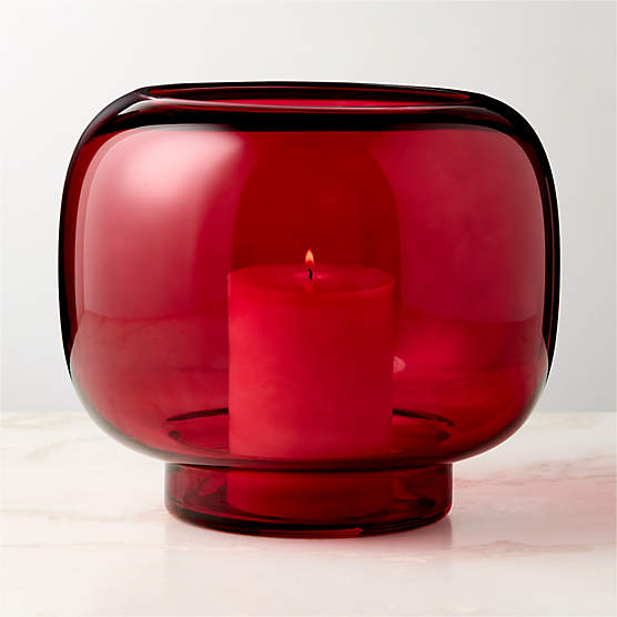 Coco Red Glass Hurricane Candle Holder Large