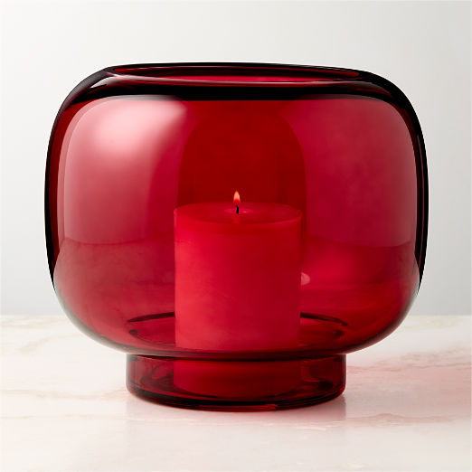 Coco Red Glass Hurricane Candle Holder Large