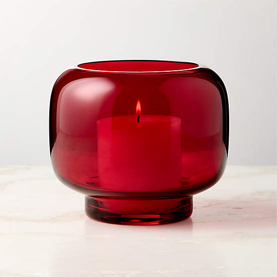 Coco Red Glass Hurricane Candle Holder Small