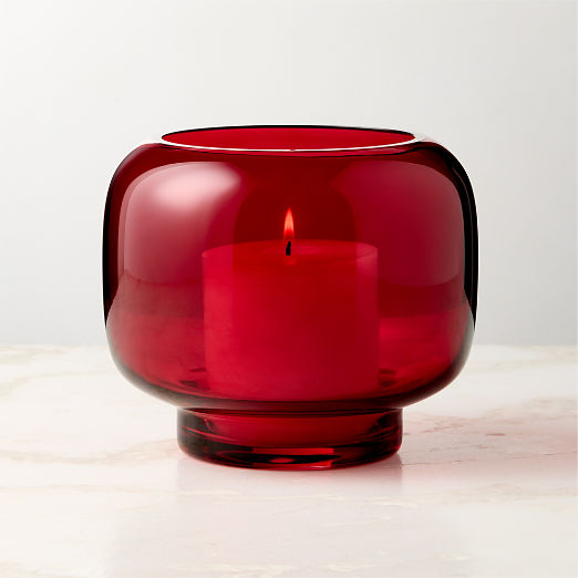 Coco Red Glass Hurricane Candle Holder Small