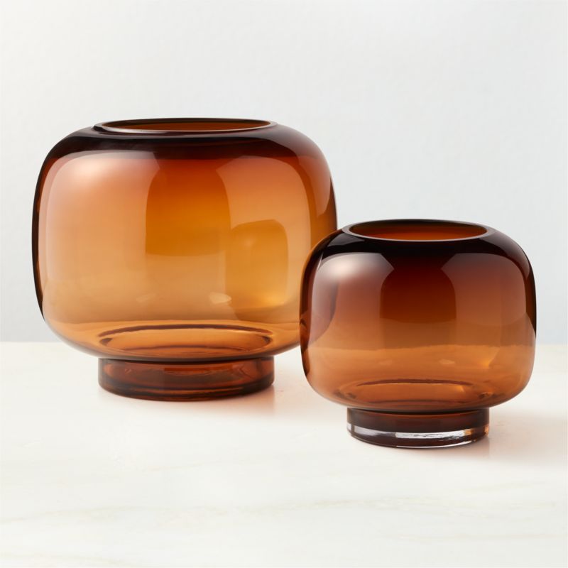 Coco Round Smoked Amber Glass Hurricane Candle Holder Large - image 7 of 24