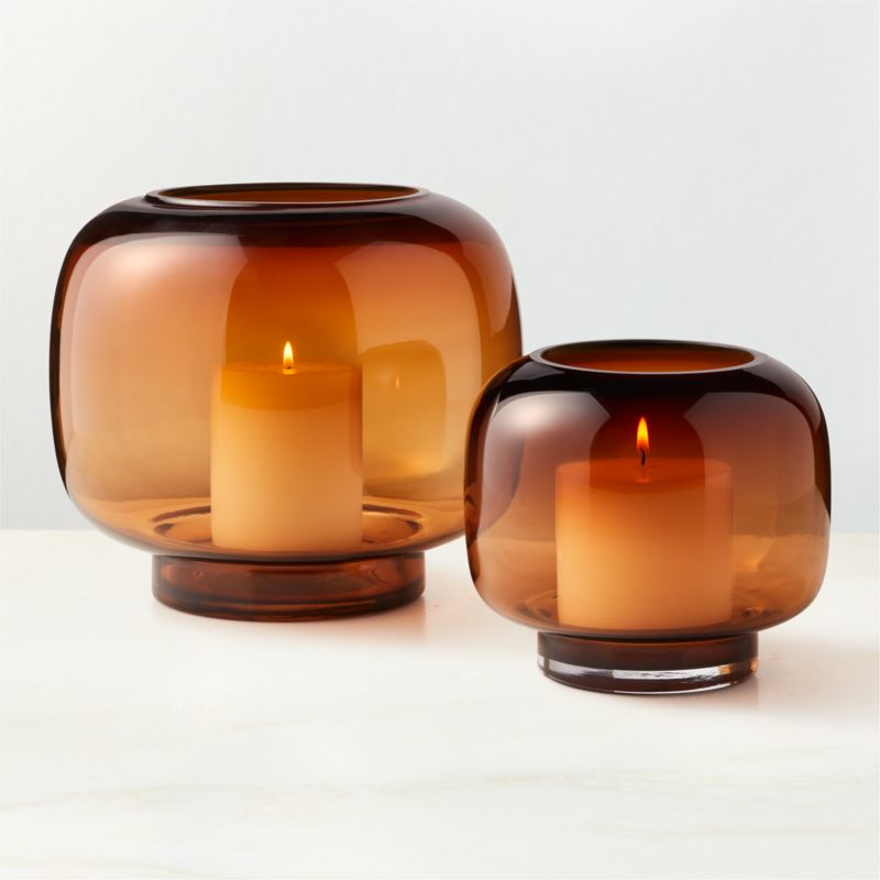 Coco Round Smoked Amber Glass Hurricane Candle Holder Small - image 2 of 17