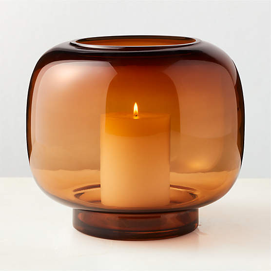 Coco Round Smoked Amber Glass Hurricane Candle Holder Large