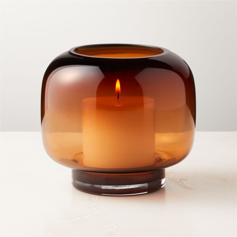 Coco Round Smoked Amber Glass Hurricane Candle Holder Small - image 0 of 19