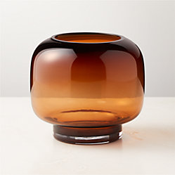 Coco Round Smoked Amber Glass Hurricane Candle Holder Small