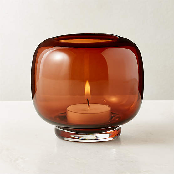 Coco Smoked Amber Glass Tealight Candle Holder