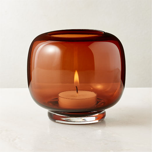 Coco Smoked Amber Glass Tealight Candle Holder