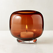 Coco Smoked Amber Glass Tealight Candle Holder