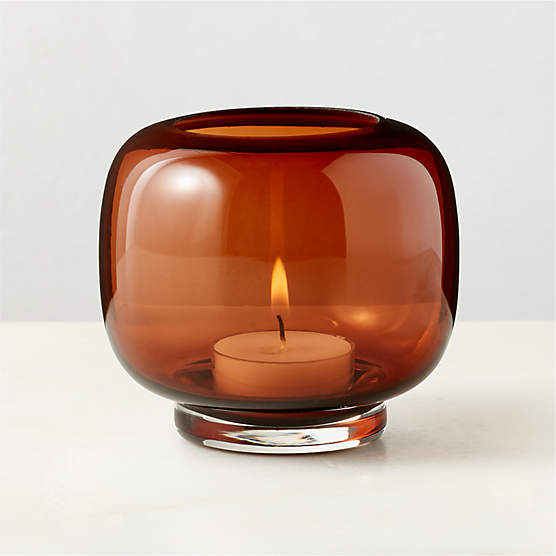 Coco Smoked Amber Glass Tealight Candle Holder