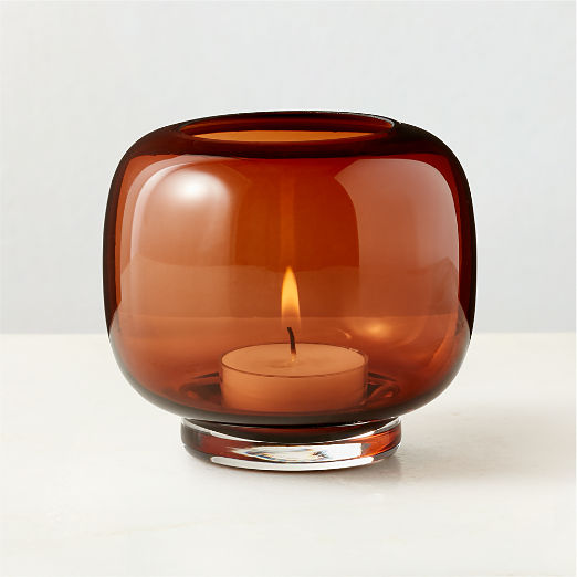 Coco Smoked Amber Glass Tealight Candle Holder