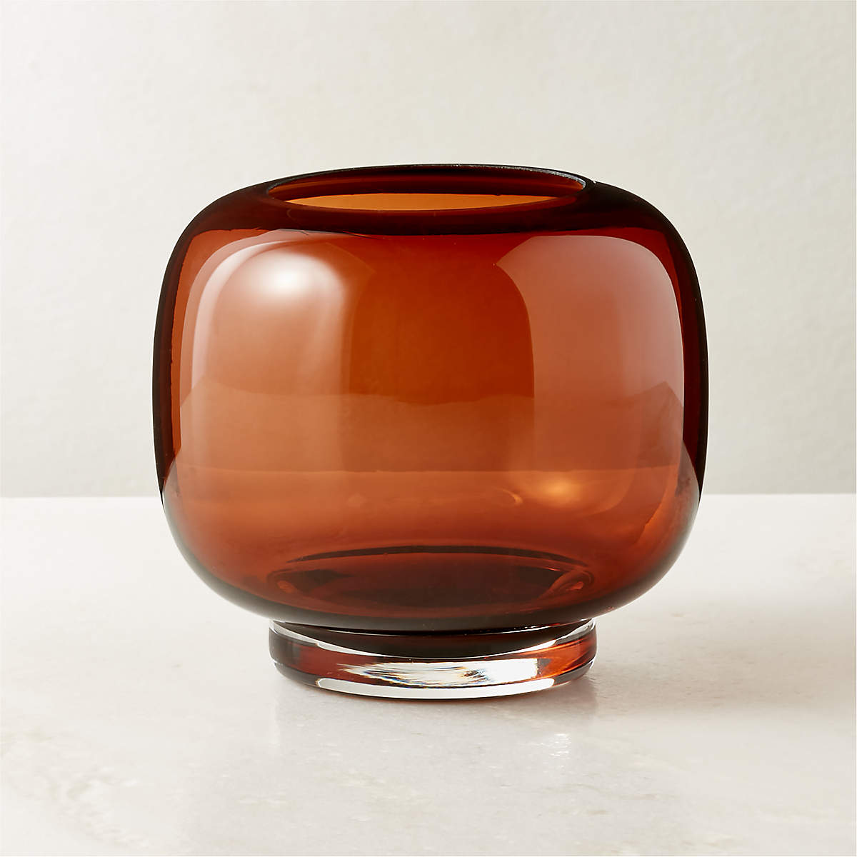 Coco Smoked Amber Glass Tealight Candle Holder + Reviews CB2