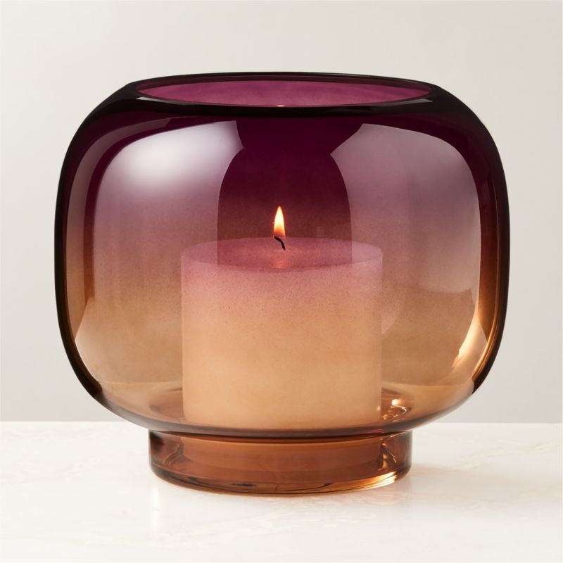 View Coco Two-Toned Glass Hurricane Candle Holder Large by Azeeza details