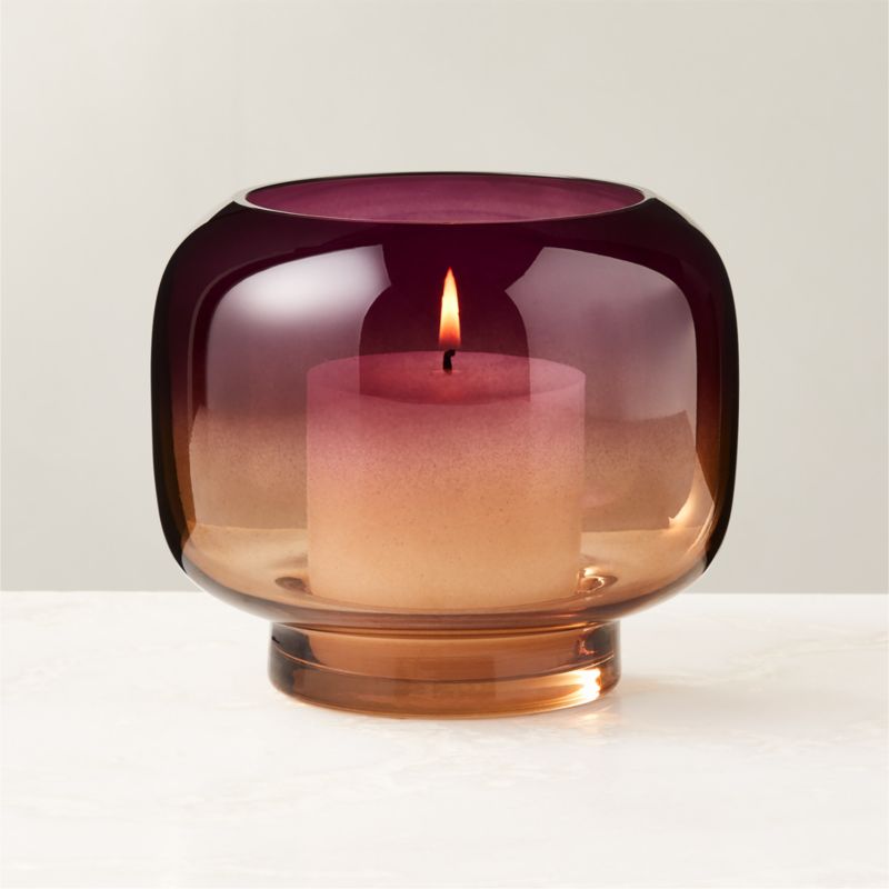 View Coco Two-Toned Glass Hurricane Candle Holder Small by Azeeza details
