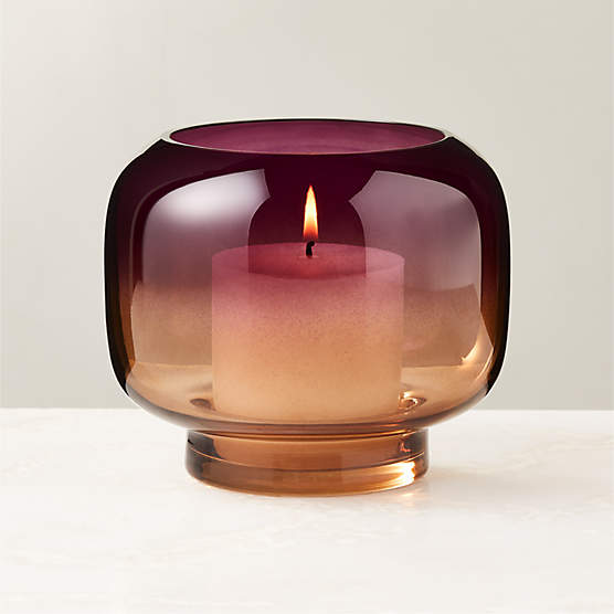 Coco Two-Toned Glass Hurricane Candle Holder Small by Azeeza