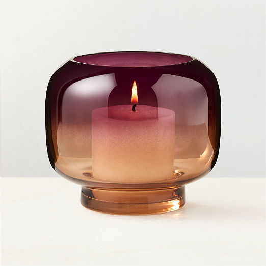 Coco Two-Toned Glass Hurricane Candle Holder Small