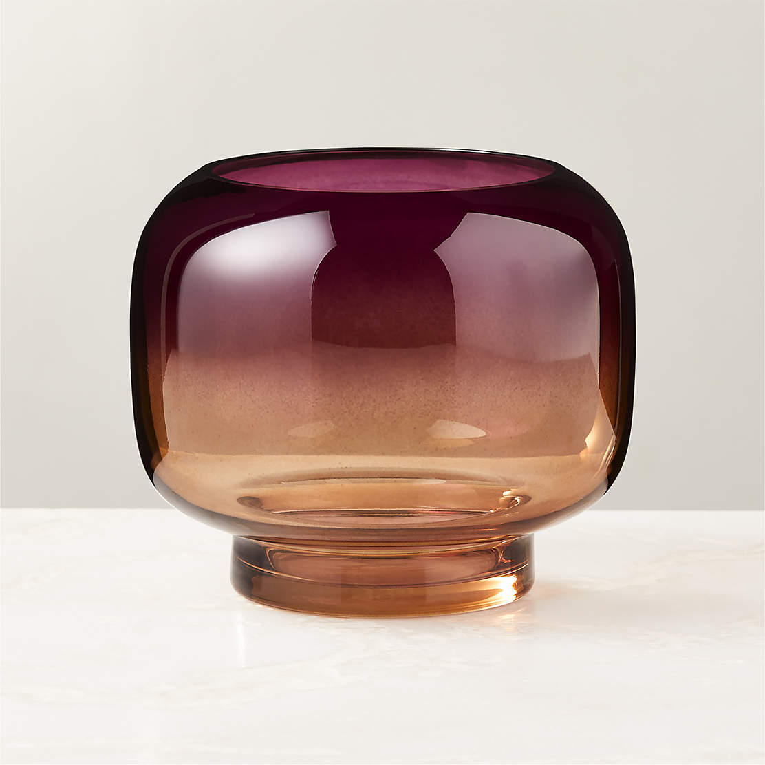 Coco Round Smoked Amber Modern Glass Hurricane Candle Holder Small