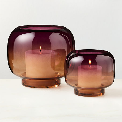 Coco Two-Toned Glass Hurricane Candle Holders