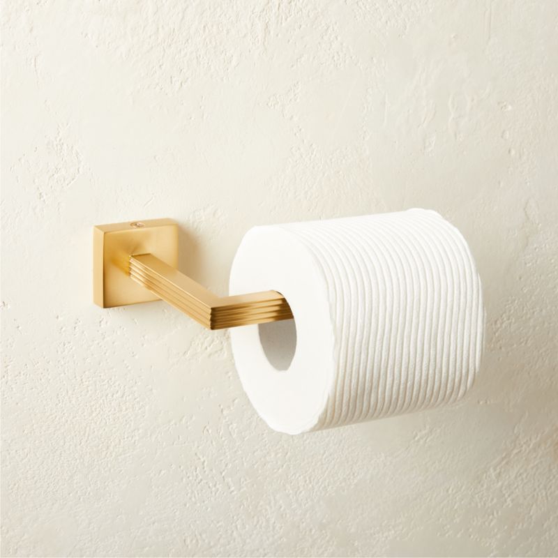 Cody Brushed Brass Wall Mount Toilet Paper Holder CB2