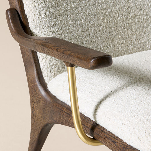 Colby White Boucle Accent Chair with Oak Frame