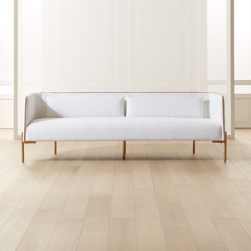 Colette White Sofa With Faux Leather, Cb2 Leather Sofa