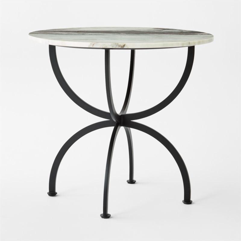 Colima 32" Round Black Metal Outdoor Bistro Table with Marble Top - image 3 of 9