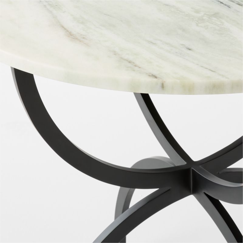 Colima 32" Round Black Metal Outdoor Bistro Table with Marble Top - image 4 of 9