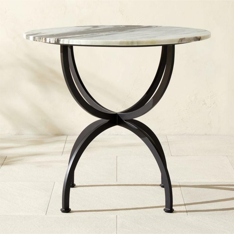 Colima 32" Round Black Metal Outdoor Bistro Table with Marble Top - image 0 of 9