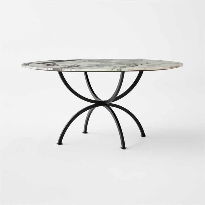 Colima 60" Round Black Metal Outdoor Dining Table with Marble Top - image 2 of 5