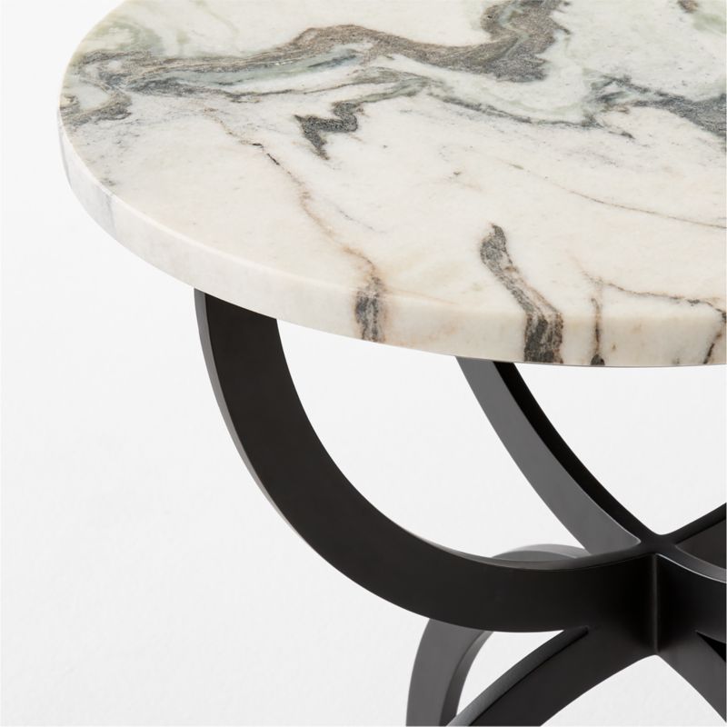 Colima Round Black Metal Outdoor Side Table with Marble Top - image 4 of 6