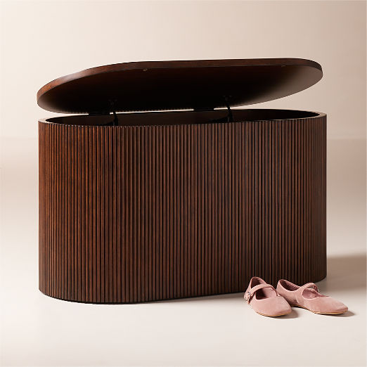 Colosseo Fluted Brown Wood Storage Trunk