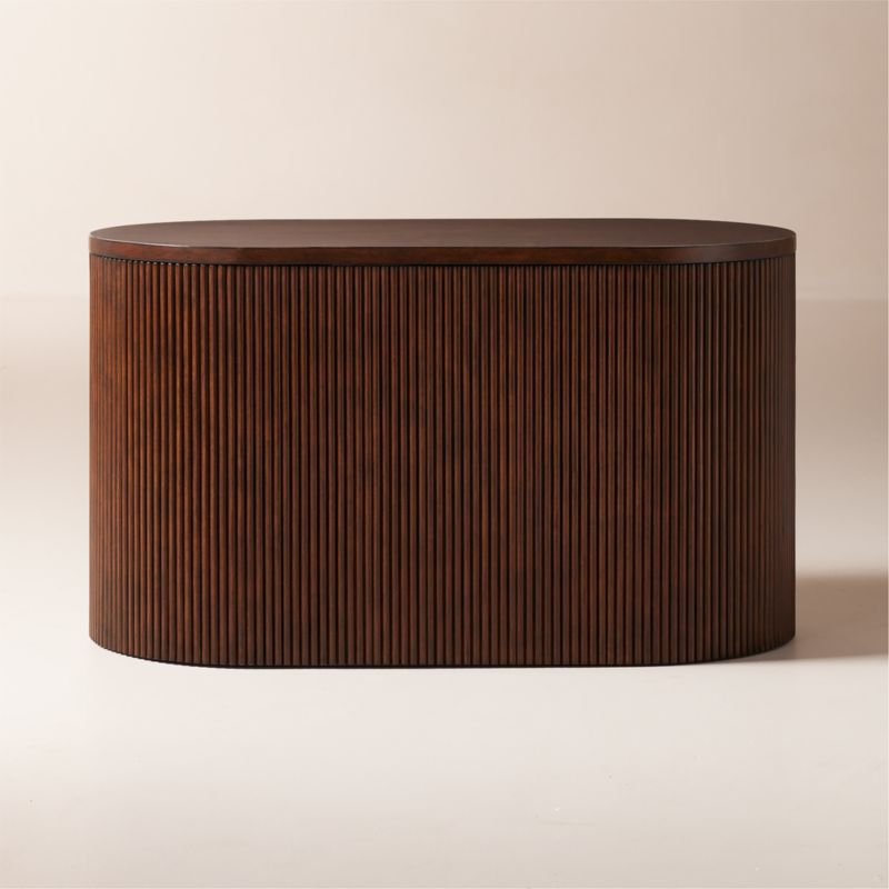 Colosseo Fluted Brown Wood Storage Trunk - image 0 of 5