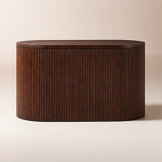 Colosseo Fluted Brown Wood Storage Trunk