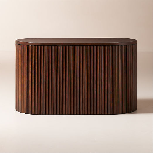 Colosseo Fluted Brown Wood Storage Trunk