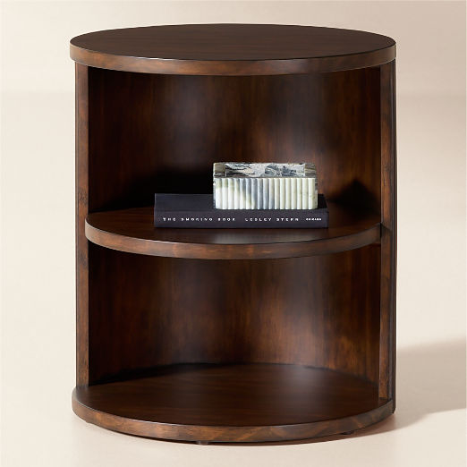 Colosseo Fluted Brown Wood Side Table