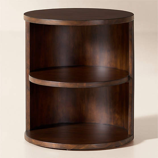 Colosseo Fluted Brown Wood Side Table