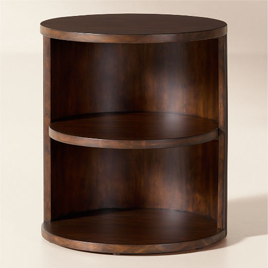 Colosseo Fluted Brown Wood Side Table