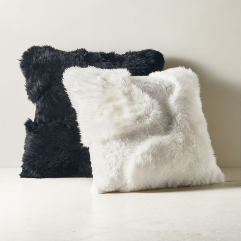 Connect Black Sheepskin Throw Pillow Cover 20 Reviews CB2