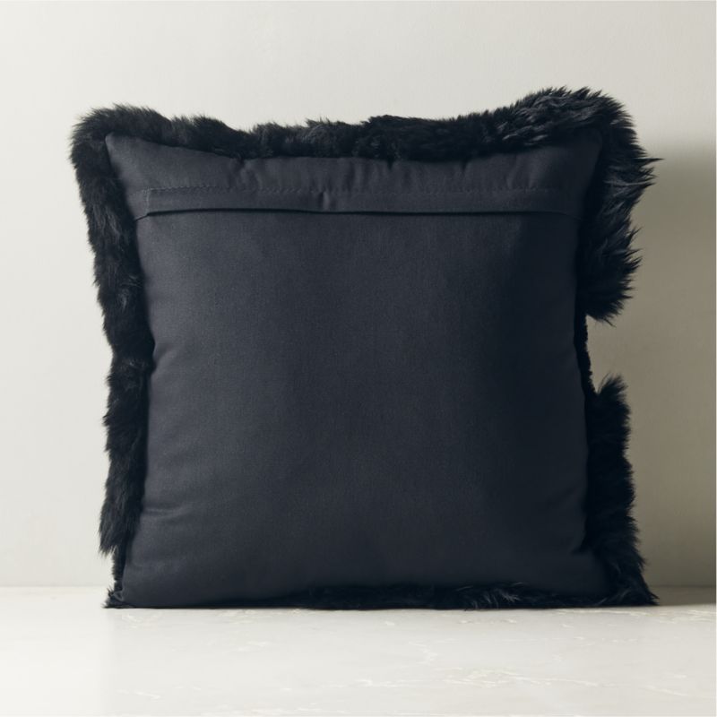 Connect Black Sheepskin Throw Pillow with Feather-Down Insert 20" - image 1 of 4