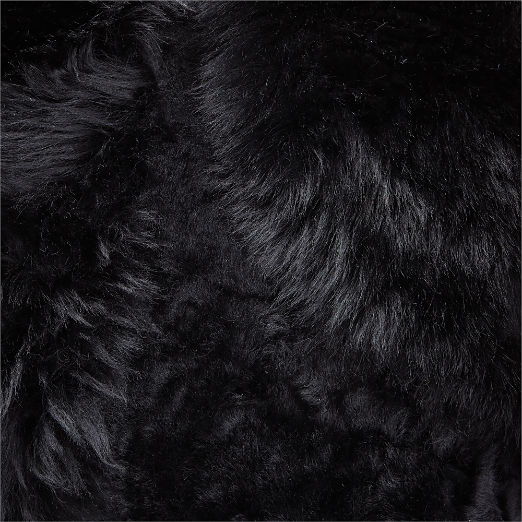 Connect Black Sheepskin Fur Throw Pillow with Feather-Down Insert 20"x20"