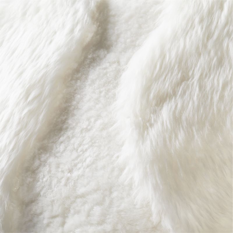 Connect White Sheepskin Fur Throw Pillow with Feather-Down Insert 20