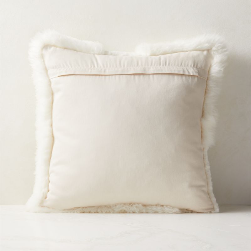 Connect White Sheepskin Fur Throw Pillow with Down-Alternative Insert 20" - image 1 of 7