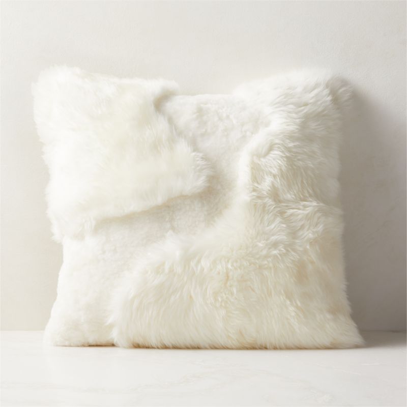 Connect White Fur Modern Throw Pillow with Down Alternative Insert 20 Reviews CB2