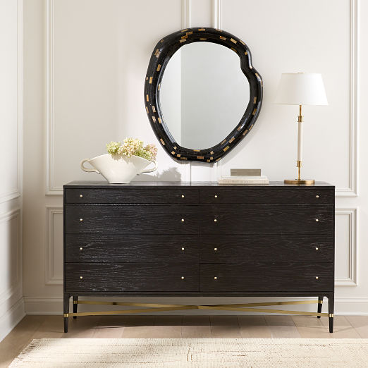 Connoisseur 66" Black Oak Wood 8-Drawer Dresser by Paul McCobb
