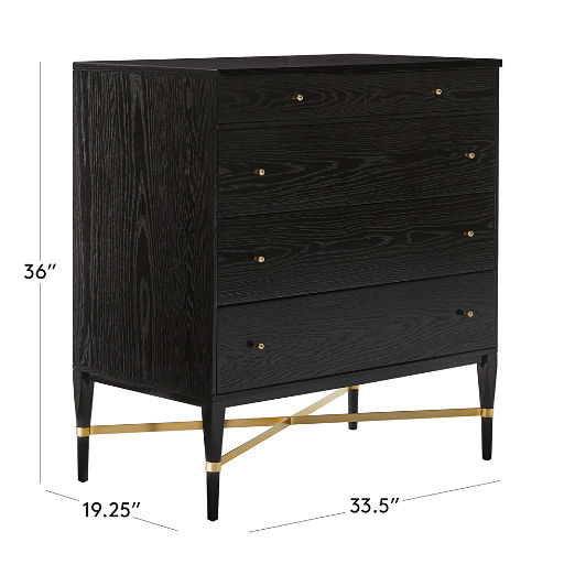 Connoisseur 5-Drawer Black Oak Wood Dresser Model 1003 by Paul McCobb