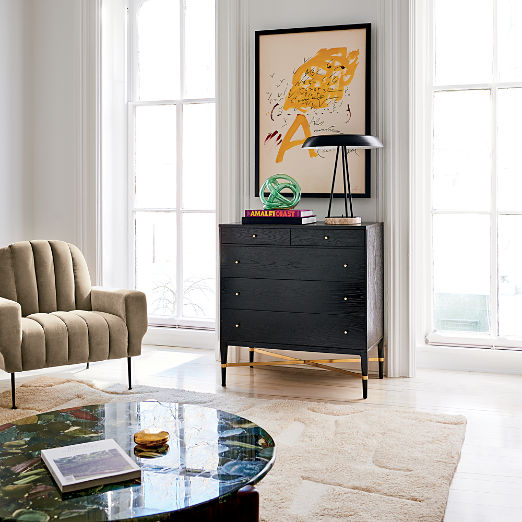 Connoisseur 34" Black Oak Wood 5-Drawer Dresser by Paul McCobb