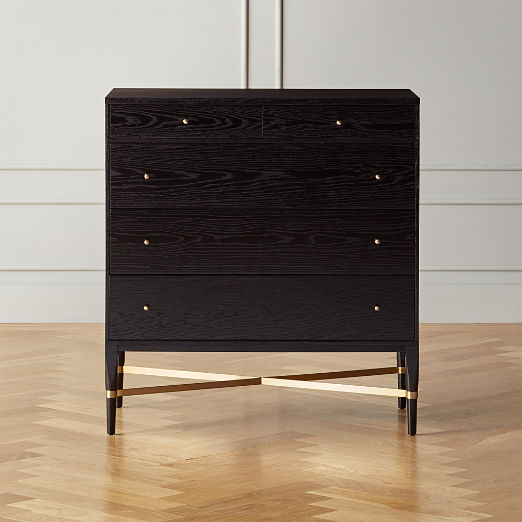 Connoisseur 5-Drawer Black Oak Wood Dresser Model 1003 by Paul McCobb